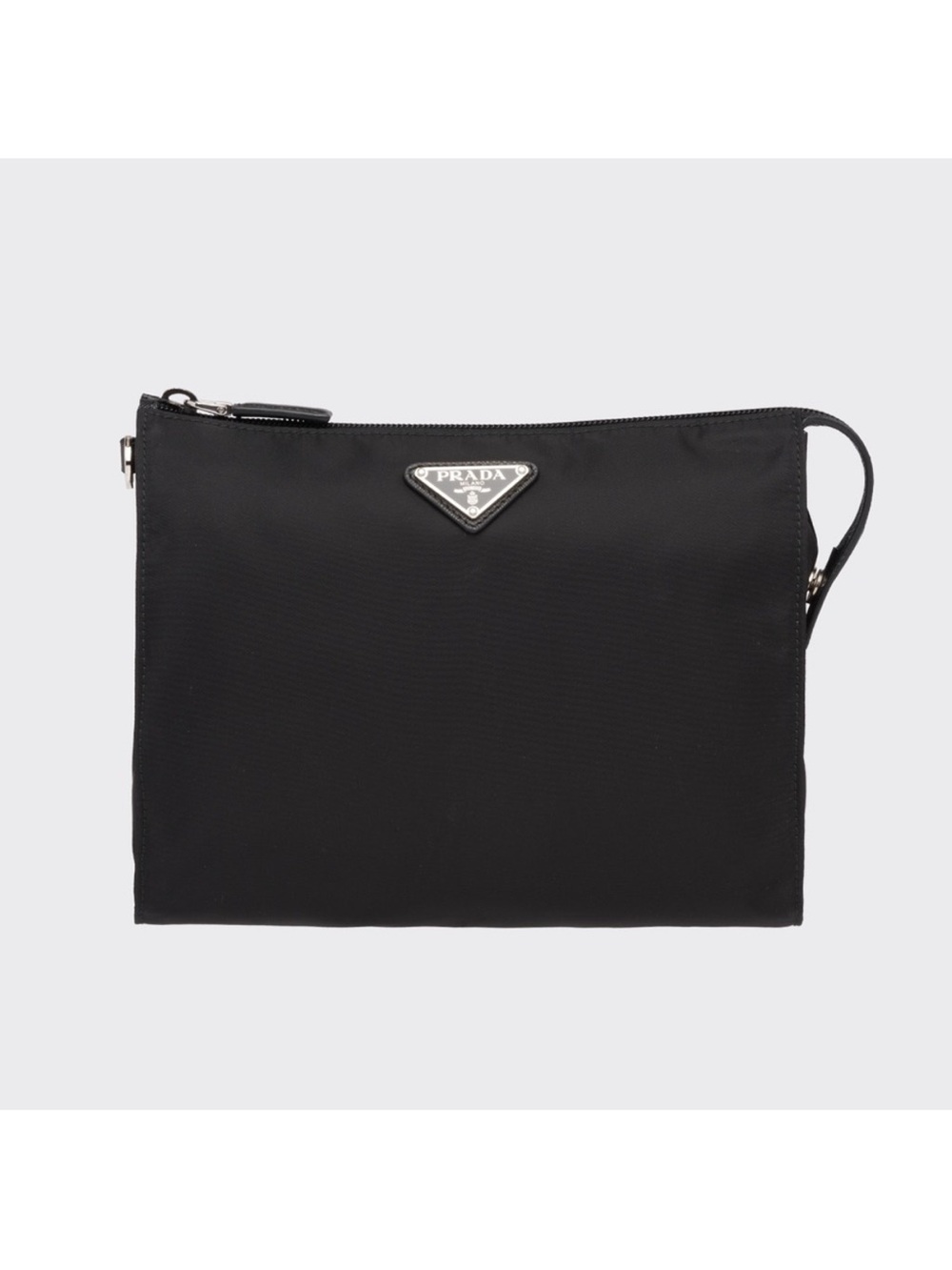 Prada Black Nylon and Saffiano leather necessaire tech pouch toiletry bag 2NE789